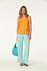 WASHED EFFECT RAYON FABRIC CAOTO TROUSERS